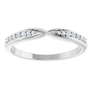 14K White Gold Round Polished 1/10 Ctw Natural Diamond Anniversary Band Size 7
