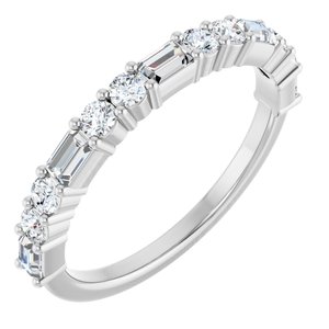 14K White Gold Straight Baguette 3 X 2 Mm Polished 5/8 Ctw Natural Diamond Anniversary Band Size 7