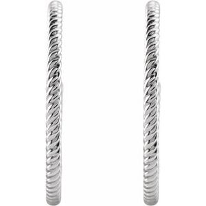 Sterling Silver Pair Rope Hoop Earrings, Length: 25 Mm, Thickness: 1.7 Mm