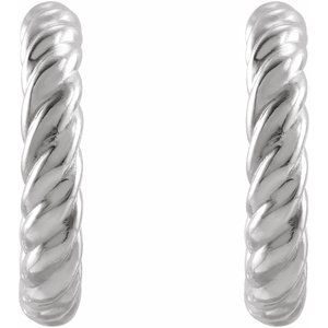 Sterling Silver Pair Rope Hoop Earrings, Length: 9 Mm, Thickness: 1.7 Mm