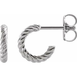 Sterling Silver Pair Rope Hoop Earrings, Length: 9 Mm, Thickness: 1.7 Mm