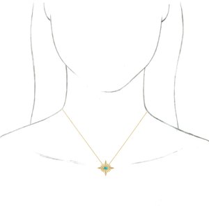 14K Yellow Gold Oval 6 X 4Mm G-H I1 Natural Turquoise And .08 Ctw Natural Diamond Necklace, Length: 18 In