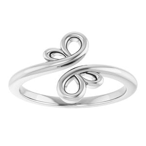 14K White Gold Polished Freeform Bypass Ring Size 7