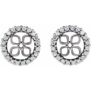 14K White Gold 8.5 Mm Pair Polished 1/2 Ctw Lab Grown Diamond Earring Jackets For Pearl Studs