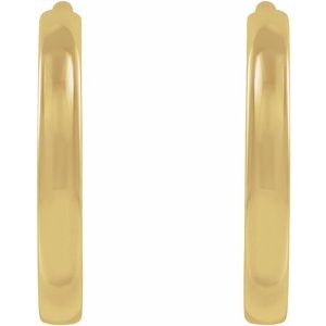 14K Yellow Or White Or Rose Gold Or Sterling Silver Or Platinum Pair Hinged Polished Hoop Earrings, Length 10 Mm, Thickness 1.65 Mm