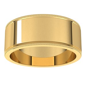 10K Yellow Gold Standard Weight Milgrain Flat Band