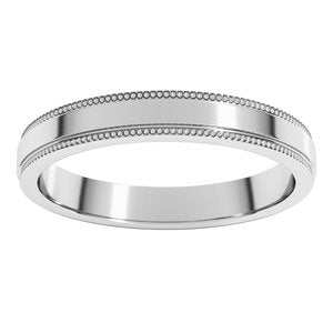 Sterling Silver Or Platinum Milgrain Flat with Edge Band