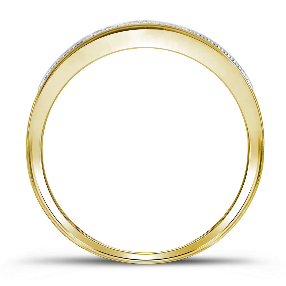 10K Yellow Gold Round Diamond Square Bridal Wedding Ring Band Set 1/4 Cttw, Womens Size: 5-10