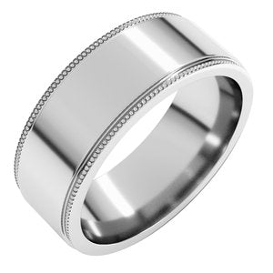 Sterling Silver Or Platinum Milgrain Flat with Edge Band