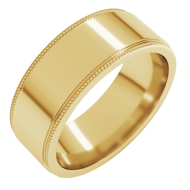 10K Yellow Gold Standard Stepped Edge Milgrain Flat Band