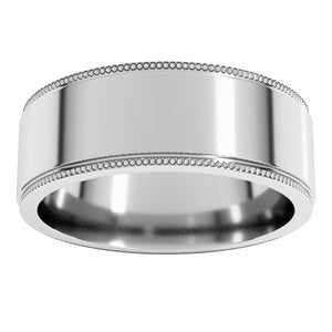 Sterling Silver Or Platinum Milgrain Flat with Edge Band