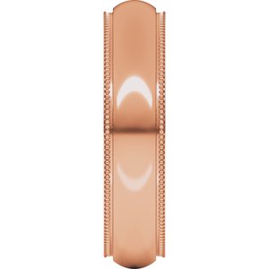 18K Yellow Or White Or Rose Gold Milgrain Stepped-Edge Comfort-Fit Half Round Band