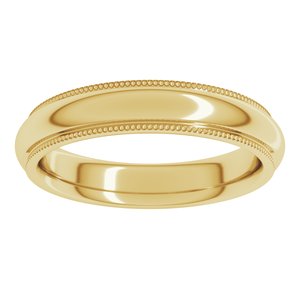 10K Yellow Gold 4 Mm Milgrain Half Round Comfort Fit With Edge Band Size 8