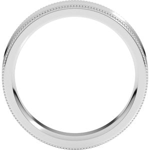 18K White Gold Milgrain Concave Comfort Fit With Edge Band Size 9