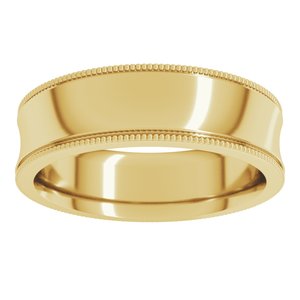 14K Yellow Gold 6 Mm Milgrain Concave Comfort Fit With Edge Band Size 10
