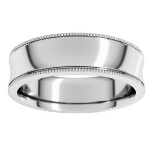 18K White Gold Milgrain Concave Comfort Fit With Edge Band Size 9
