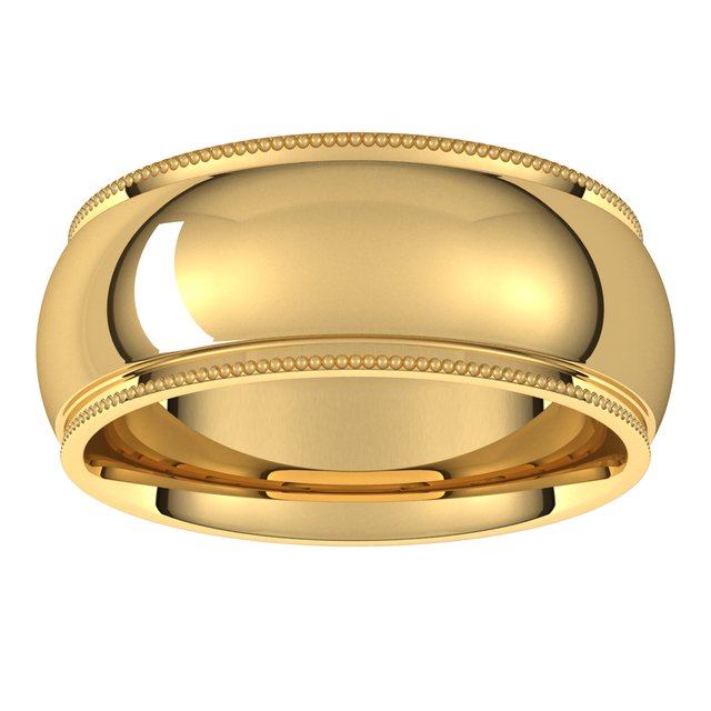 10K Yellow Gold Standard Weight Milgrain Half Round Comfort Fit With Edge Band