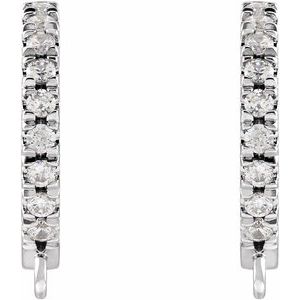 14K White Gold Each Round Shape 1.1Mm I1, Gh .04 Ctw Natural Diamond Hoop Earring Top, Length: 11.7 Mm, Thickness: 1.5 Mm