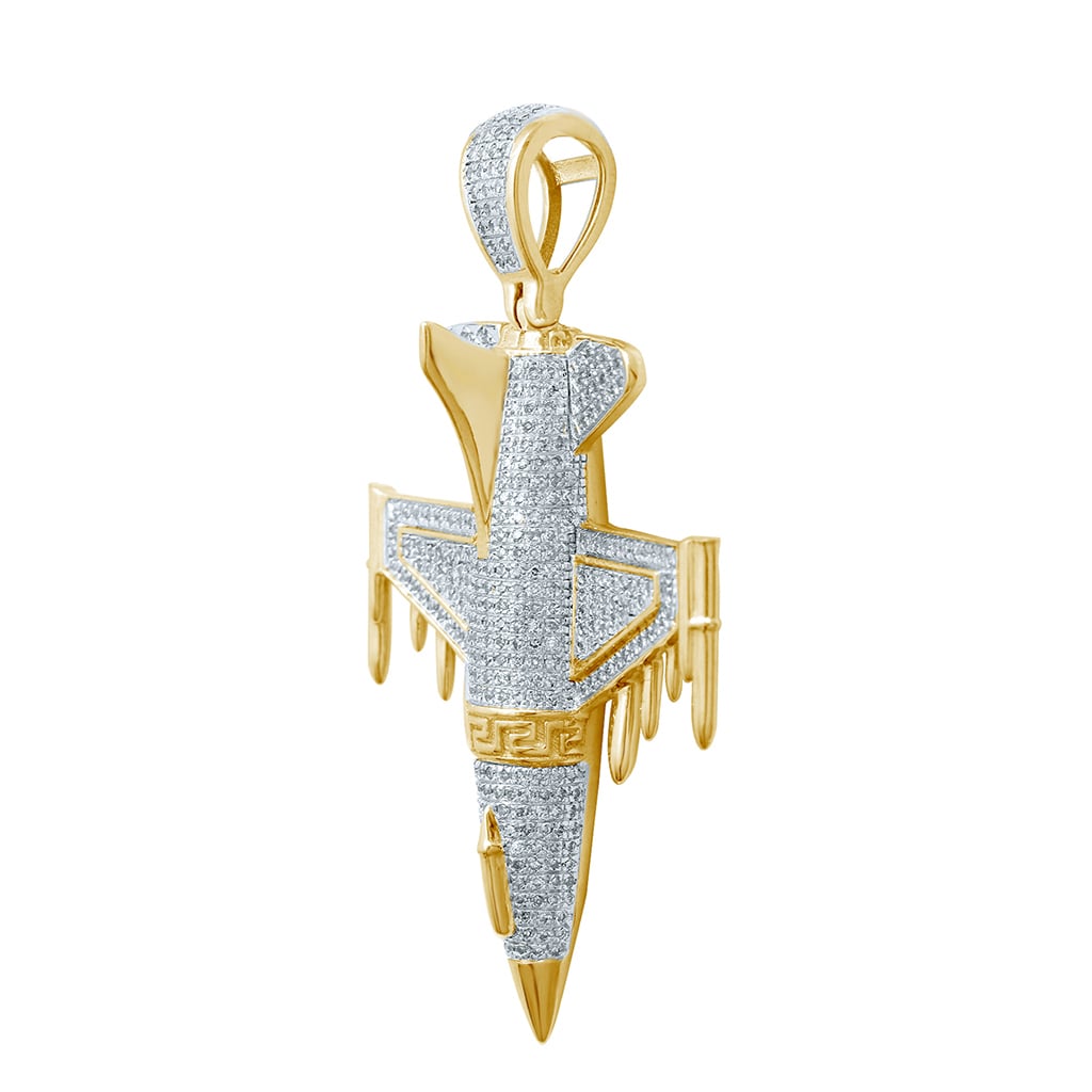 10K Yellow Gold 0.97-1.04 Cttw Diamond Plane Charm