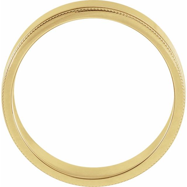 10K Yellow Gold 6 Mm Milgrain Standard Fit Flat Band, Size 8.5