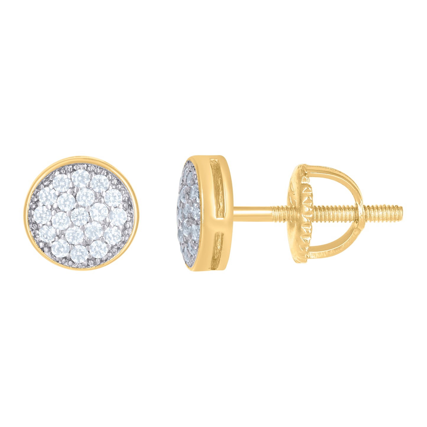 Sterling Silver Or Yellow-Tone Unisex Cubic Zirconia Round Stud 6.7mm Earrings
