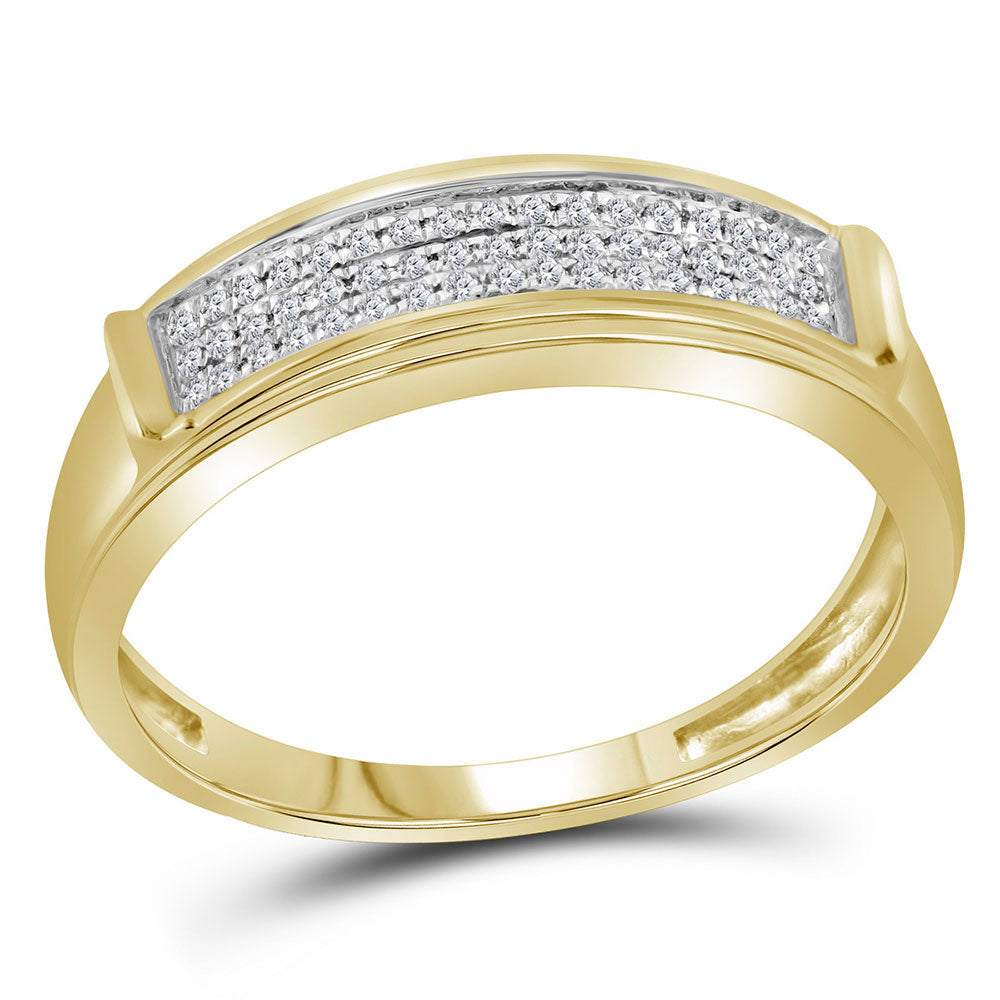 10K Yellow Gold His Hers Round Diamond Square Matching Wedding Set 3/8 Cttw, Womens Size: 5-10, Mens Size: 7-13