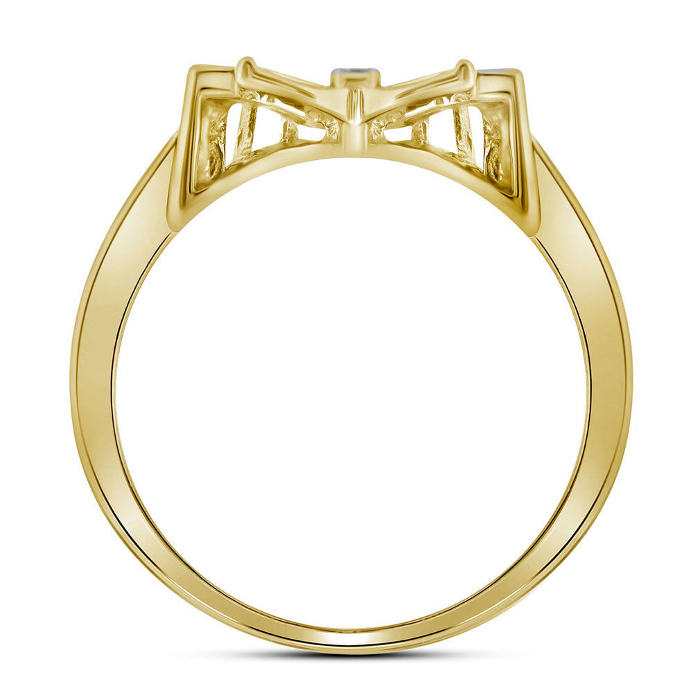 10K Yellow Gold Womens Round Diamond Butterfly Ring 1/20 Cttw, Womens Size: 5-10
