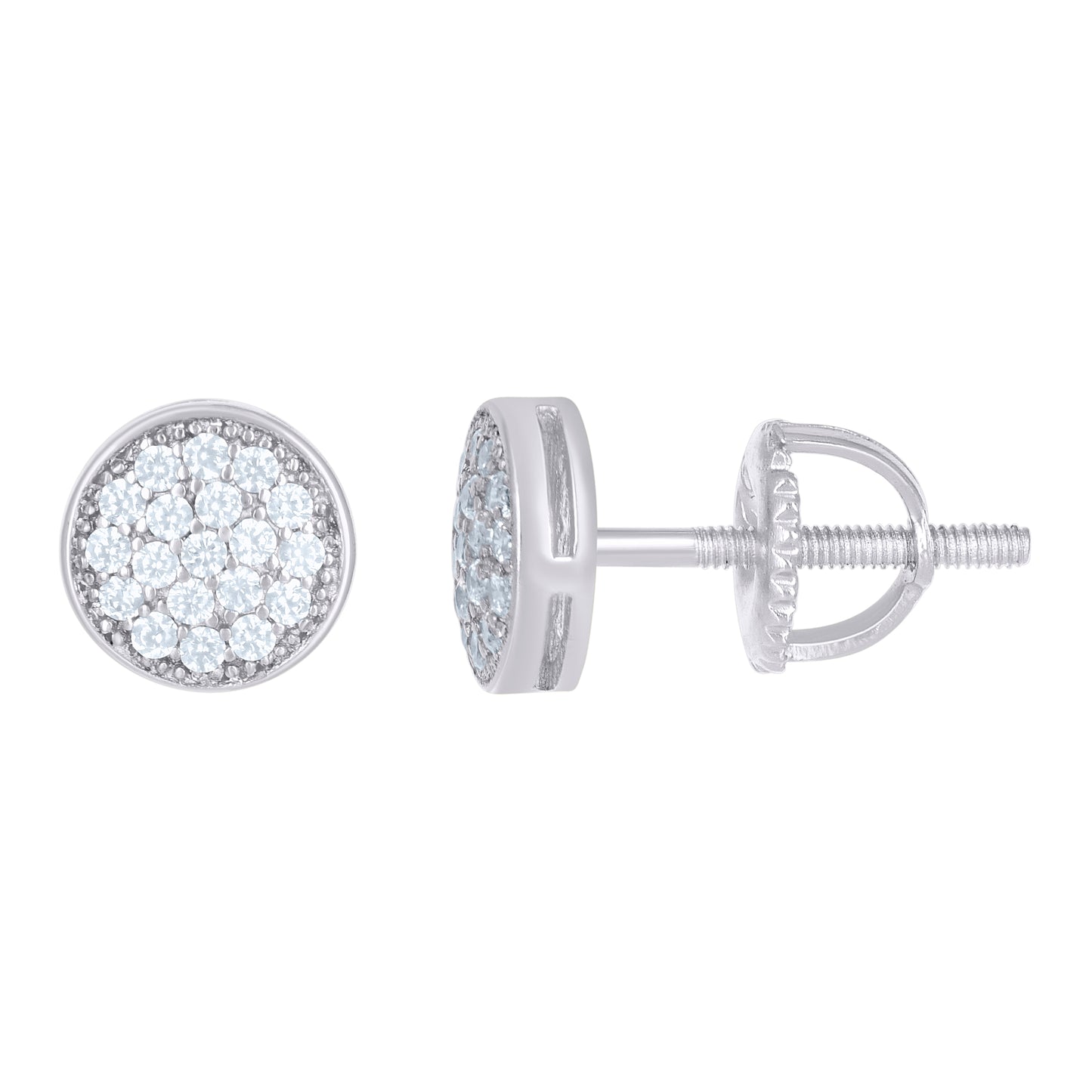 Sterling Silver Or Yellow-Tone Unisex Cubic Zirconia Round Stud 6.7mm Earrings