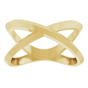 14K Yellow Gold Polished Negative Space Knife-Edge Ring Size 7