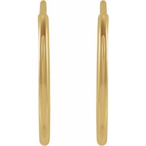 14K Yellow Gold Pair Endless Flexible Tube Hoop Earrings, Length: 15 Mm, Thickness: 1 Mm