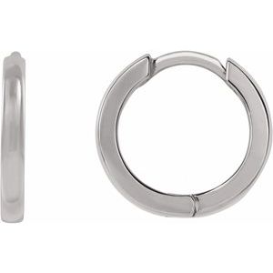 14K Yellow Or White Or Rose Gold Or Sterling Silver Or Platinum Pair Hinged Polished Hoop Earrings, Length 10 Mm, Thickness 1.65 Mm