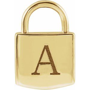 14K Yellow Gold 8.5 X 5.5 Mm Polished Engravable Lock Pendant