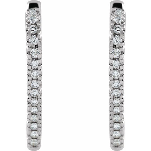 14K White Or Rose Gold 23 X 2.3 Mm Pair Hinged Polished 5/8 Ctw Natural Diamond Inside-Outside Heart Earrings