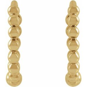 14K Yellow Gold Pair Beaded Hoop Earrings, Length: 11 Mm, Thickness: 2 Mm