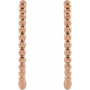 14K Rose Gold Pair Beaded Hoop Earrings, Length: 20 Mm, Thickness: 1.55 Mm