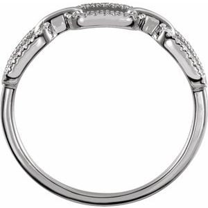 14K White Gold Round .8 Mm Polished 1/6 Ctw Natural Diamond Link Ring Size 7