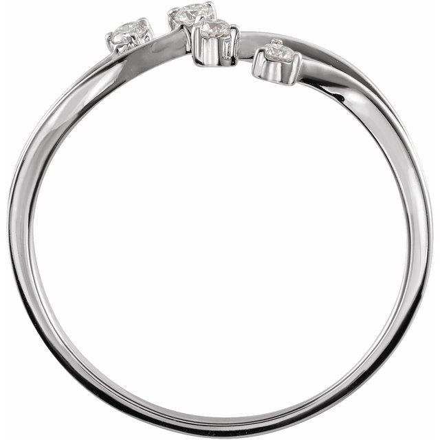14K White Gold Round 1.8 Mm Polished 1/10 Ctw Natural Diamond Ring, Size 7