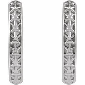 14K White Gold 13.58 X 2.3 Mm Pair Friction Backs Included Polished Hoop Earrings