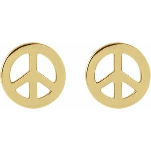 14K Yellow Gold Tiny Peace Earrings