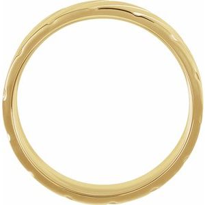 14K Yellow Gold 5 Mm Polished Patterned Comfort-Fit Band Size 7