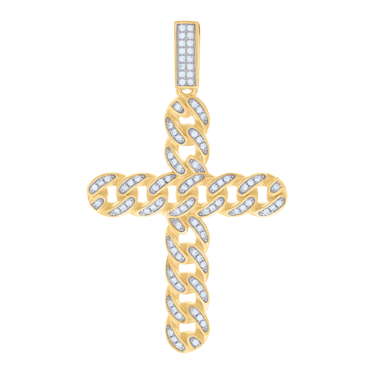 Sterling Silver Unisex Cubic Zirconia Cross Religious Charm Pendant