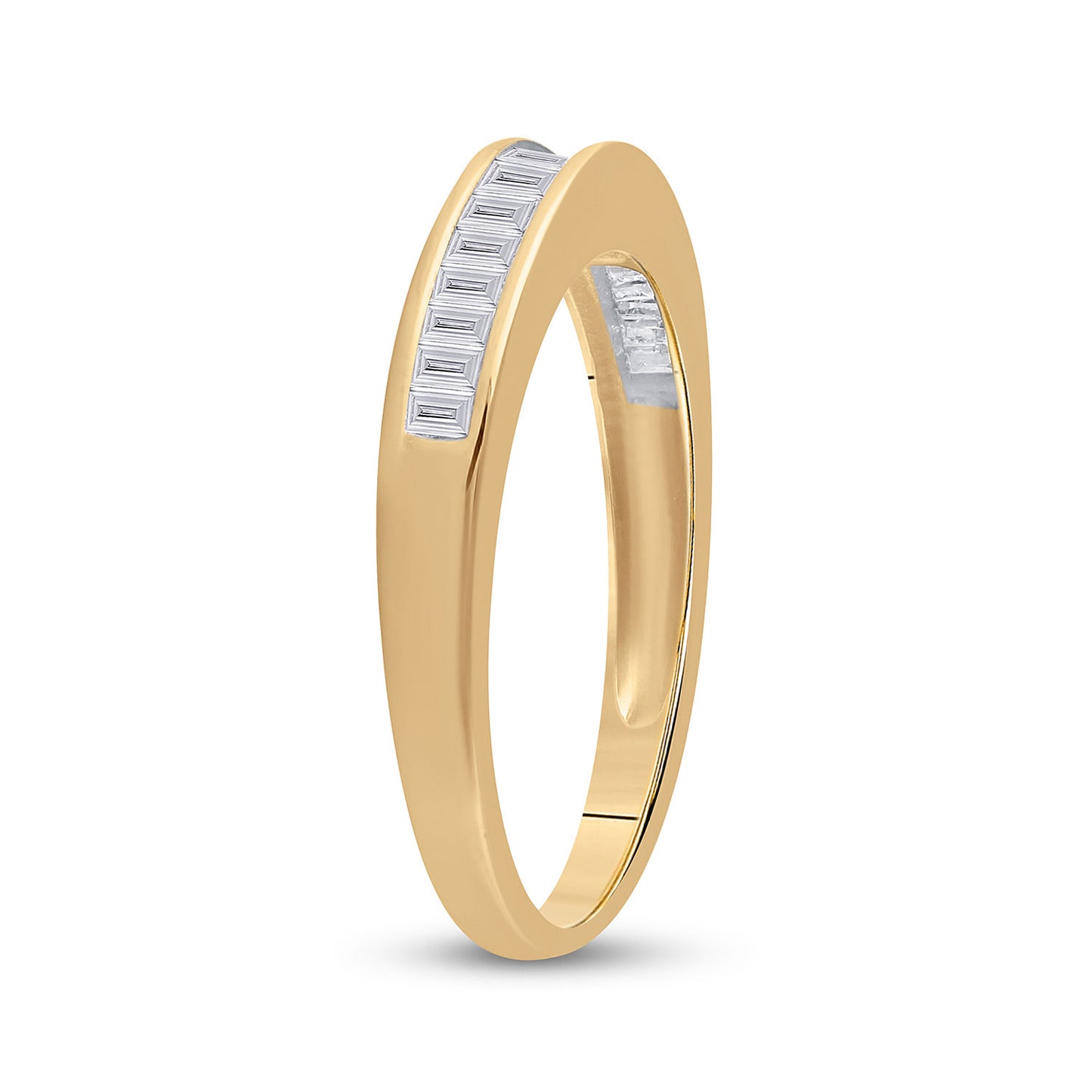 10K Yellow Gold Womens Baguette Diamond Wedding Band 1/4 Cttw, Womens Size: 5-10