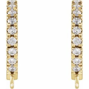 14K Yellow Gold Each Round Shape 1.1Mm I1, Gh .03 Ctw Natural Diamond Hoop Earring Top, Length: 8.1 Mm, Thickness: 1.5 Mm