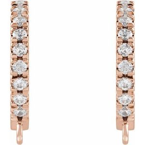 14K White Gold Each Round Shape 1.1Mm I1, Gh .03 Ctw Natural Diamond Hoop Earring Top, Length: 8.1 Mm, Thickness: 1.5 Mm