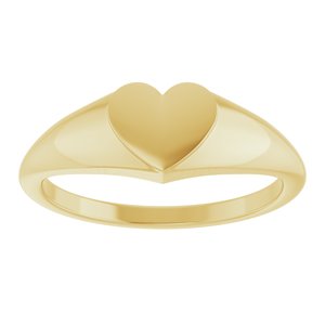 14K Yellow Gold 6.7 X 6.1 Mm Brush Polished Heart Signet Ring Size 7