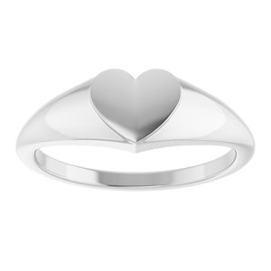 Sterling Silver 6.7 X 6.1 Mm Brush Polished Heart Signet Ring Size 7