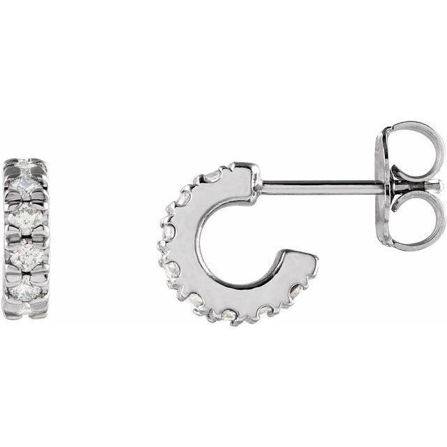 14K Yellow Or White Or Rose Gold Round 1.7Mm Si1-Si2, Gh Friction Back Polished Lab-Grown Diamond French-Set C-Hoop Earrings