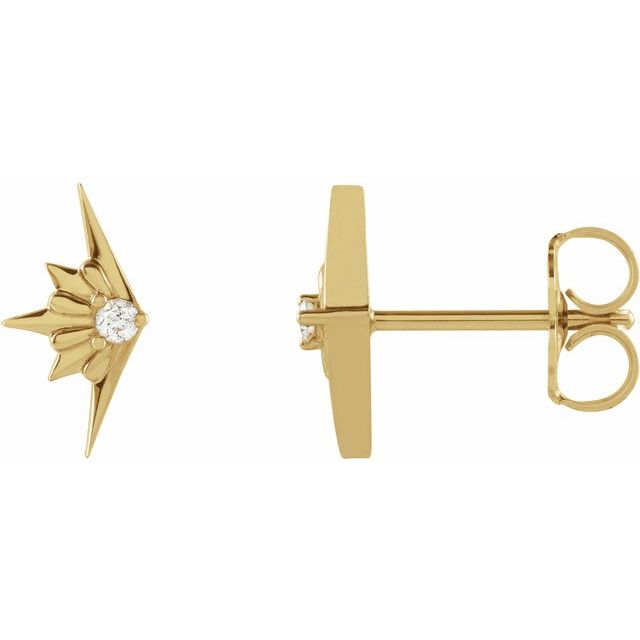 14K White Or Yellow Gold 1.5 Mm Round Friction Back Polished .03 Ctw Natural Diamond Starburst Stud Earrings