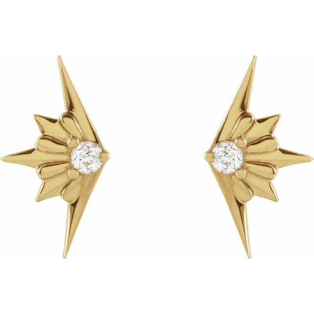 14K White Or Yellow Gold 1.5 Mm Round Friction Back Polished .03 Ctw Natural Diamond Starburst Stud Earrings