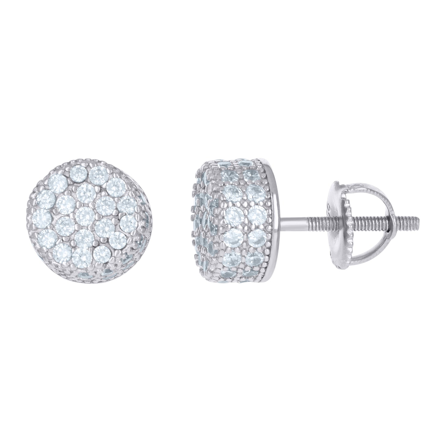 Sterling Silver Or Yellow-Tone Unisex Cubic Zirconia Round Stud Earrings
